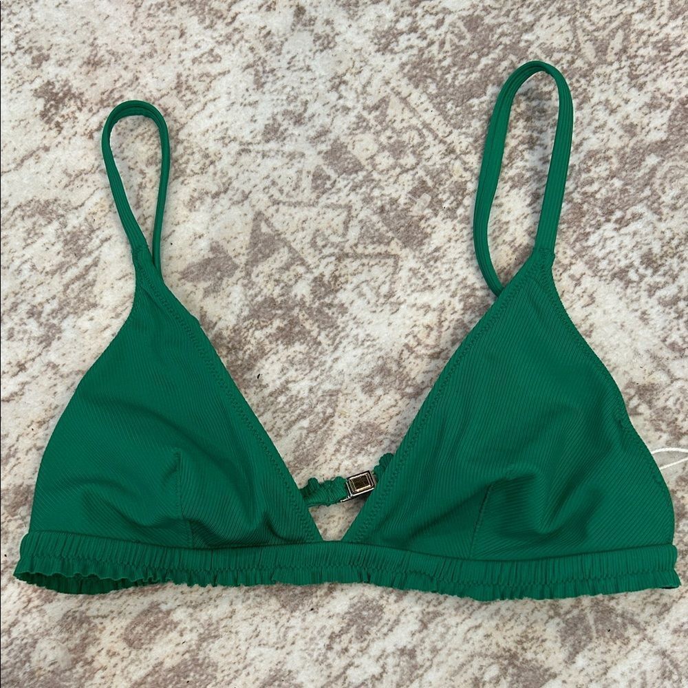 Sezane x YSE Green Triangle Bikini Top size 4, new with tags